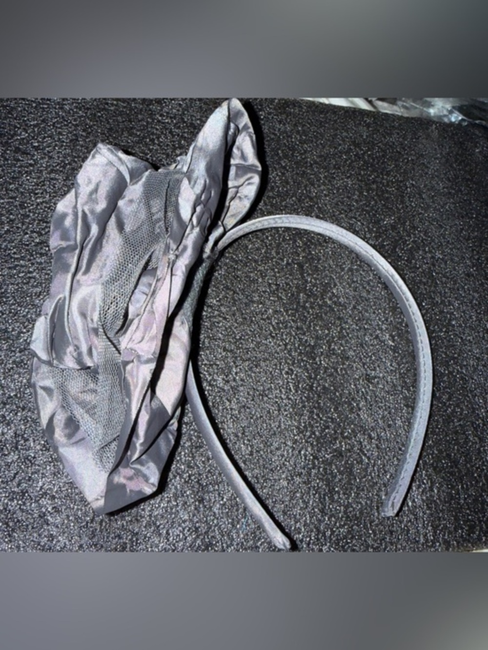 Silver Satin Bow Headband for Women